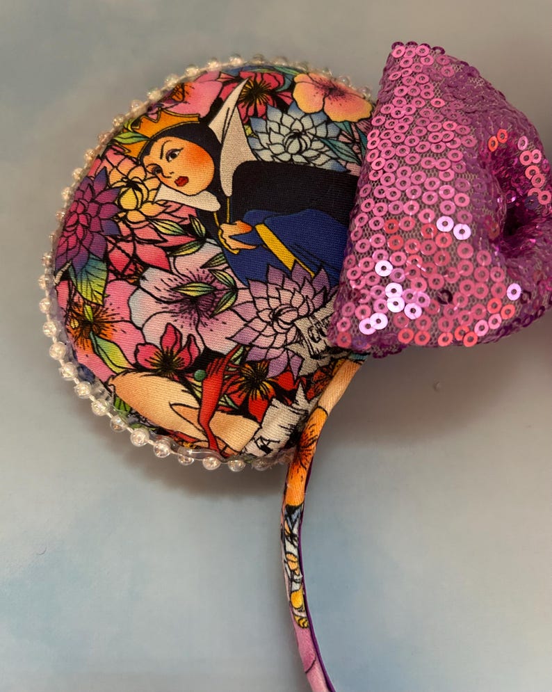 Villains Inspired Floral Tattoo Minnie Mouse Ears, Ear Headbands bild 4