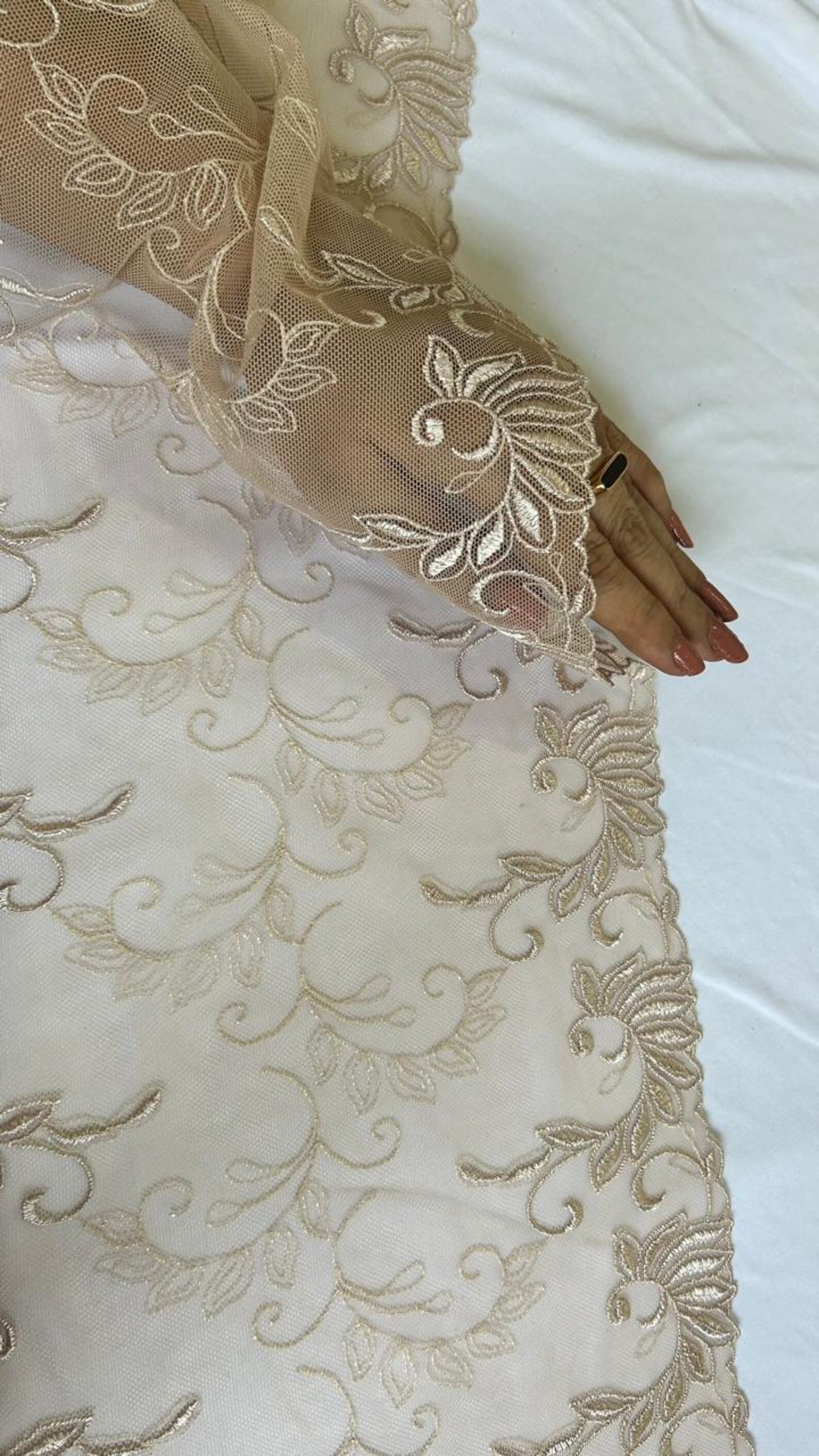 Exquisite Brown Lace on Soft Net Material With Both Side Floral Self ...
