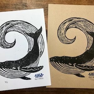 Humpback Whale Woodblock Print - Etsy