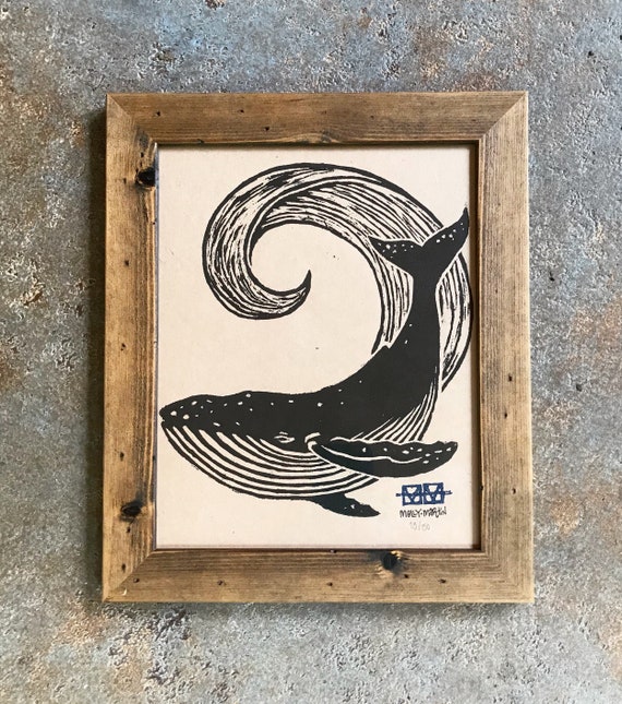 Humpback Whale Woodblock Print - Etsy