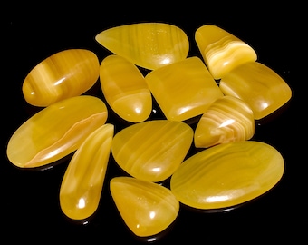 Natural Yellow Calcite cabochon lot, gemstone lot, one side flat, AAA Quality semi precious hand made hand polished loose mix gemstone lot