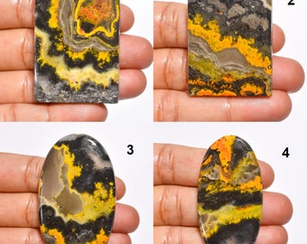 Natural Bumble Bee Jasper Stone Cabochon Loose Gemstone Healing Crystal Flatback Loose Yellow Jasper Stone for Jewelry Making