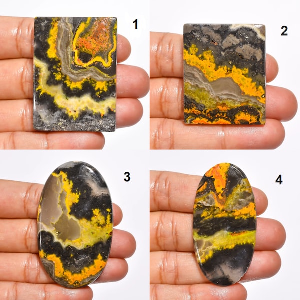 Natural Bumble Bee Jasper Stone Cabochon Loose Gemstone Healing Crystal Flatback Loose Yellow Jasper Stone for Jewelry Making