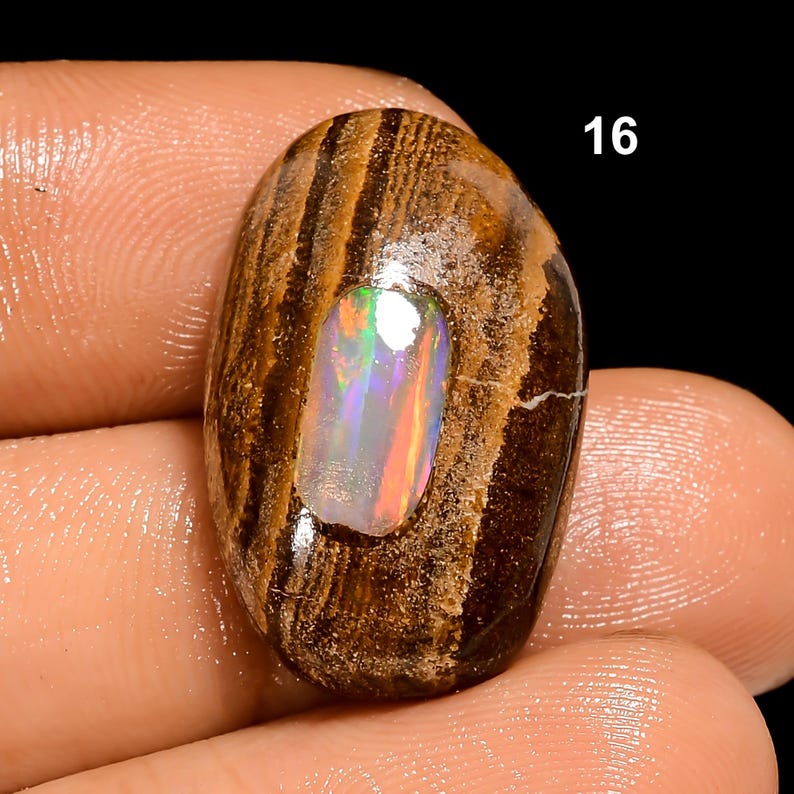 Boulder Opal ädelsten, naturlig boulder opal cabochon ädelsten, lös ädelsten för smyckestillverkning 16. 22X14X6mm 15Crt