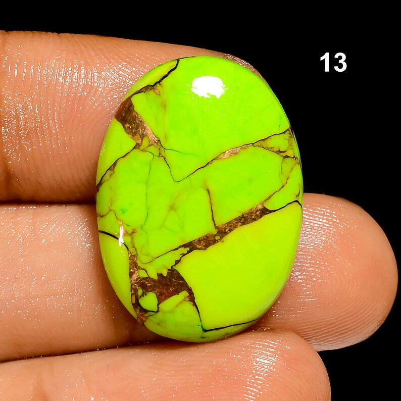 Green Mohave Turquoise Cabochon For Jewelry Making, Crafts 13. 24X18X4mm 18Crt