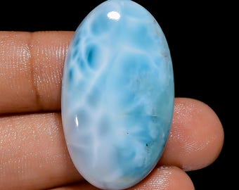 Natural Larimar Cabochon Loose Gemstone Flat Back For Jewelry Making, Crafts