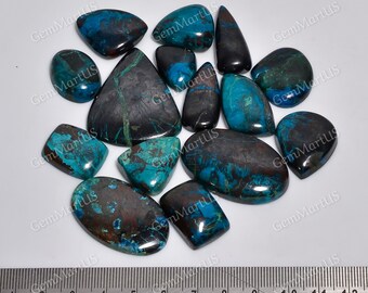 Natural Azurite Cabochons Lot | Royal Blue Vintage Azurite Jewelry Stone | Unique Black Shade Crystal One Of The Most Powerful Healing Stone