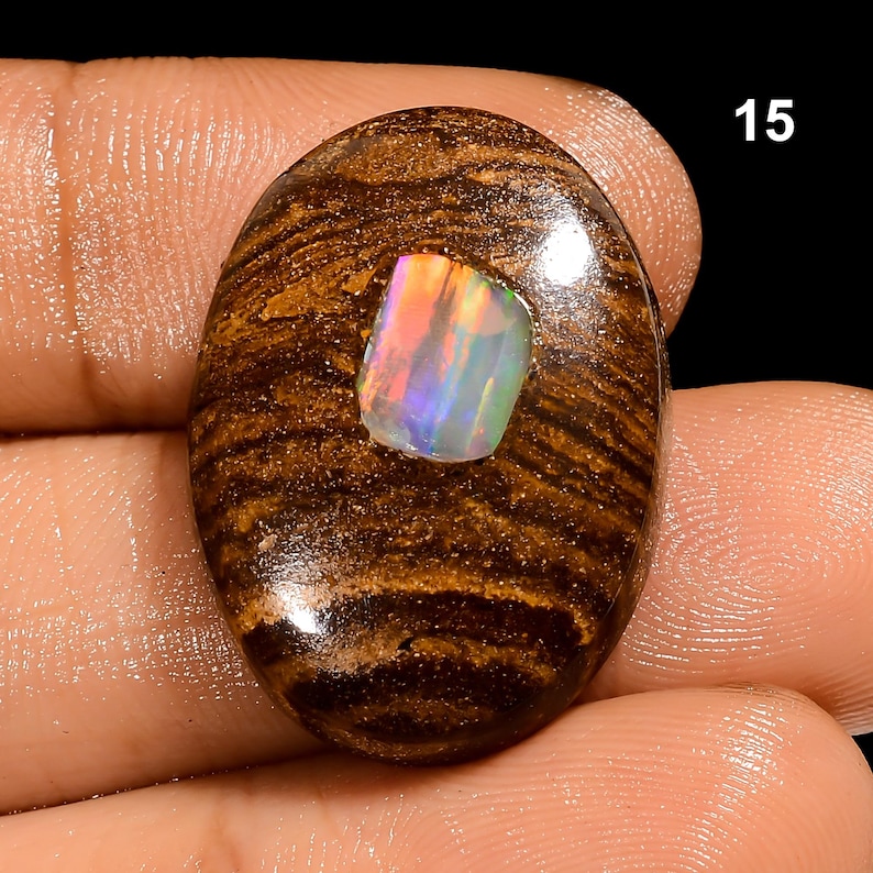 Boulder Opal ädelsten, naturlig boulder opal cabochon ädelsten, lös ädelsten för smyckestillverkning 15. 24X18X6mm 22Crt