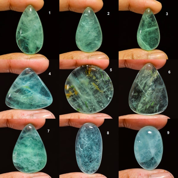 Natural Green Fluorite Crystal Hand Polished Flatback Green Gemstone Healing Energy, Jewelry Making, Green Fluorite Cabochon