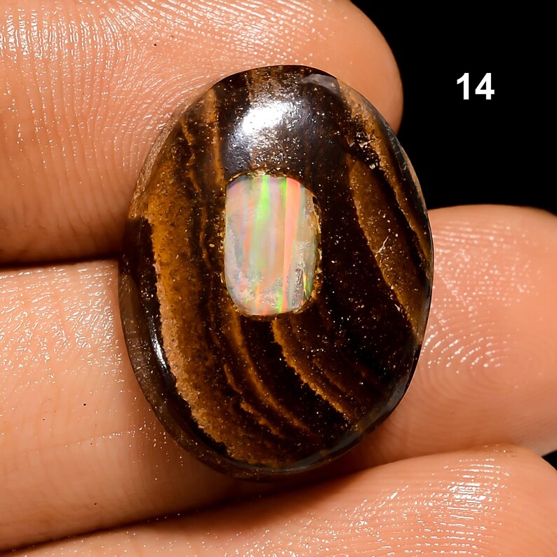 Boulder Opal ädelsten, naturlig boulder opal cabochon ädelsten, lös ädelsten för smyckestillverkning 14. 21X16X5mm 15Crt