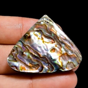 Paua Abalone Shell Gemstone cortado à mão em formato de pêra para fabricação de joias, artesanato, tamanho 30X37X6mm