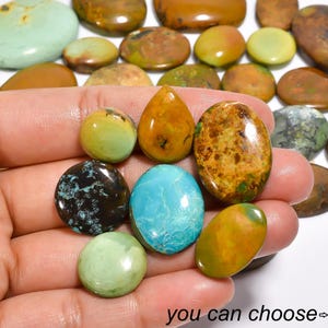 Cabochon ovale a forma di pera rotonda turchese tibetano naturale con retro piatto, pietra preziosa naturale (puoi scegliere)