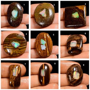 Boulder Opal ädelsten, naturlig boulder opal cabochon ädelsten, lös ädelsten för smyckestillverkning bild 2