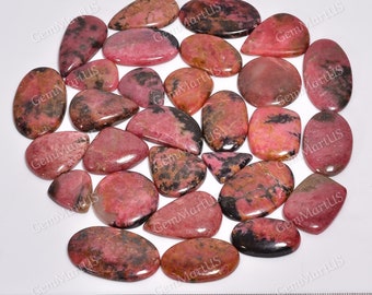 Genuine Pink Rhodonite Stones Rhodonite Cabochon Rhodonite Crystals Rhodonite Bulk Mix Shape Lot, Dimensioni da 15mm a 45mm