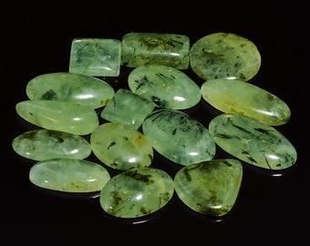 AAA+ Top Quality of Natural Prehnite Cabochon Loose Gemstone For Making Jewelry, One Side Flat Back, Semi-Precious, Handmade Gemstone Lot