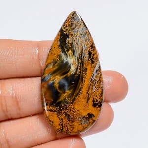 Pietra preziosa naturale con retro piatto e cabochon di pietersite lucidata a mano, creazione di gioielli in pietra pietersite