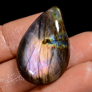 Cabochão de Labradorita de Fogo Roxo, Labradorita de Formato Oval, Labradorita Roxa, Cristal de Cura, Pedra Preciosa Labradorita, Labradorita para Joias