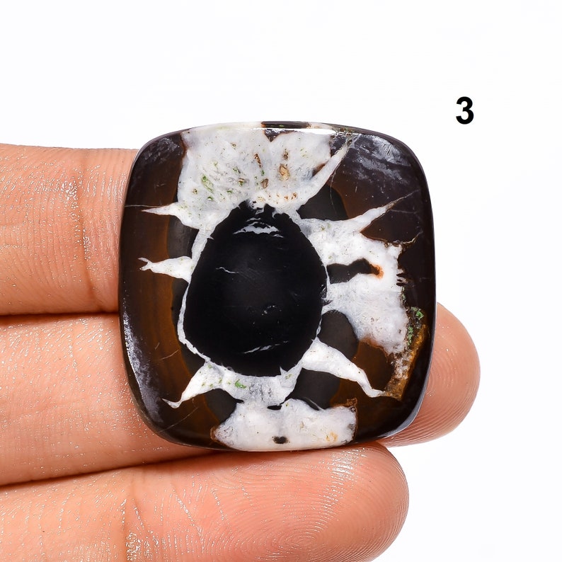 Black Septarian Cabochon Natural Septarian Stone for Jewelry Making, Crafts 3. 30x28x4mm 32ct
