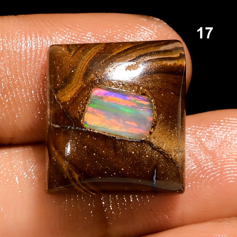 Boulder Opal ädelsten, naturlig boulder opal cabochon ädelsten, lös ädelsten för smyckestillverkning 17. 17X15X8mm 22Crt
