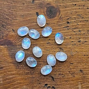 Cabochon naturel en pierre de lune arc-en-ciel, forme ovale, dos plat, calibrées AAA+, pierres précieuses de qualité en gros, 10 x 14 mm, 6 x 8 mm, toutes les tailles disponibles