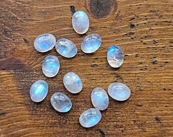 Naturalny tęczowy kamień księżycowy o owalnym kształcie, płaski tył, kalibrowany, hurtowe kamienie szlachetne jakości AAA+, 10 x 14 mm, 6 x 8 mm, dostępne wszystkie rozmiary