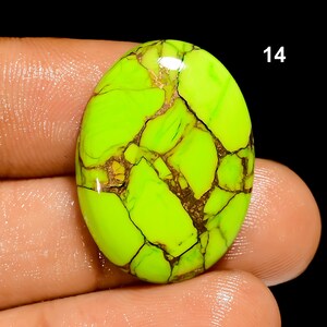 Green Mohave Turquoise Cabochon For Jewelry Making, Crafts 14. 25X18X5mm 20Crt