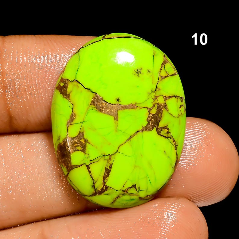 Green Mohave Turquoise Cabochon For Jewelry Making, Crafts 10. 26X20X5mm 22Crt