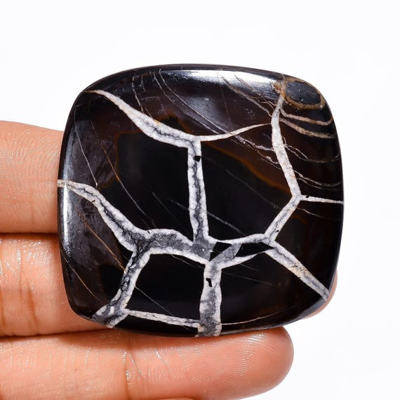 Black Septarian Cabochon Natural Septarian Stone for Jewelry Making, Crafts