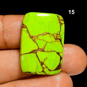 Green Mohave Turquoise Cabochon For Jewelry Making, Crafts 15. 26X18X5mm 22Crt