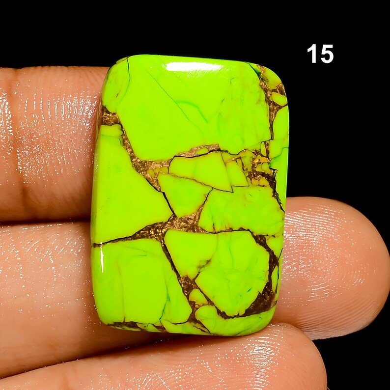 Green Mohave Turquoise Cabochon For Jewelry Making, Crafts 15. 26X18X5mm 22Crt