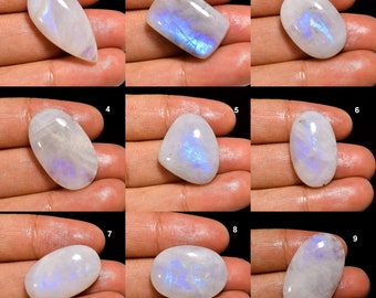 Cabochon pierre de lune arc-en-ciel naturel pierre de lune cristal bleu feu pierre de lune pierre précieuse pour la fabrication de bijoux cadeau pour petit ami petite amie