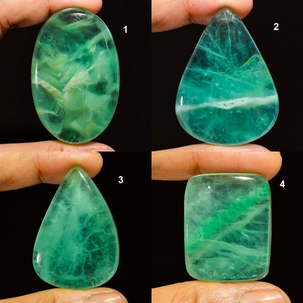 Groene fluoriet cabochon natuurlijke groene fluoriet steen plaksteen groene losse edelsteen voor het maken van sieraden, groene cabachon