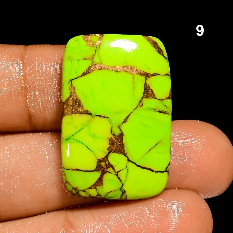 Green Mohave Turquoise Cabochon For Jewelry Making, Crafts 9. 27X18X5mm 25Crt