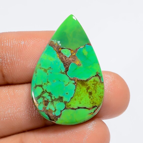 Green Mohave Turquoise Cabochon For Jewelry Making, Crafts