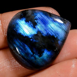Natural Blue Fire Labradorite Cabochon Loose Gemstone One Side Flat Stone Cabochon For Making Jewelry, Crafts