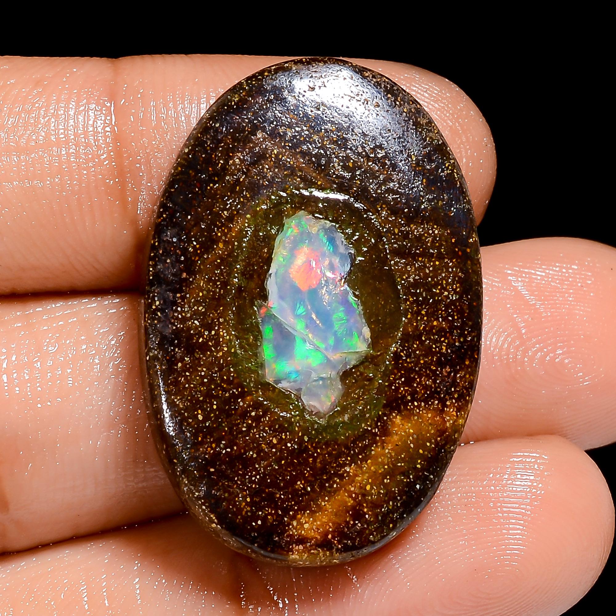 Boulder Opal Gemstone, Natural Boulder Opal Cabochon Gemstone, Loose Gemstone For Jewelry Pendant Making Supply