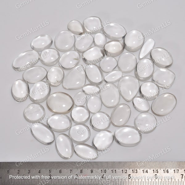 Natural Clear Quartz Cabochon - Crystal Quartz Polished - Beautiful Polished Quartz Stone, Wholesale Crystals, Mix Shapes, Size 10mm to 25mm