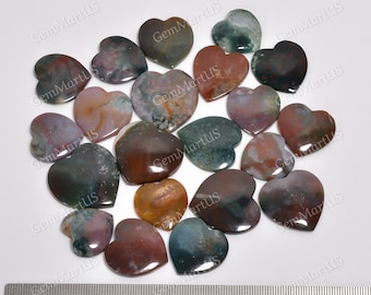 Heart Bloodstone Cabochon Gemstone For Making Jewelry | Handmade Heart Shaped Cabochons Anxiety Relief Crystals