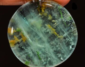 Natural Green Fluorite Cabochon, Hand Polished Flatback Gemstone for Jewelry Making