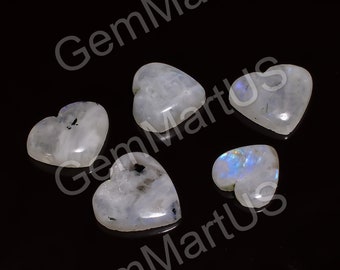 Top Grade Quality 100% Natural Rainbow Moonstone Heart Shape Cabochon Loose Gemstone For Making Jewelry Flat back 15-25 Ct 20-30 MM gemstone