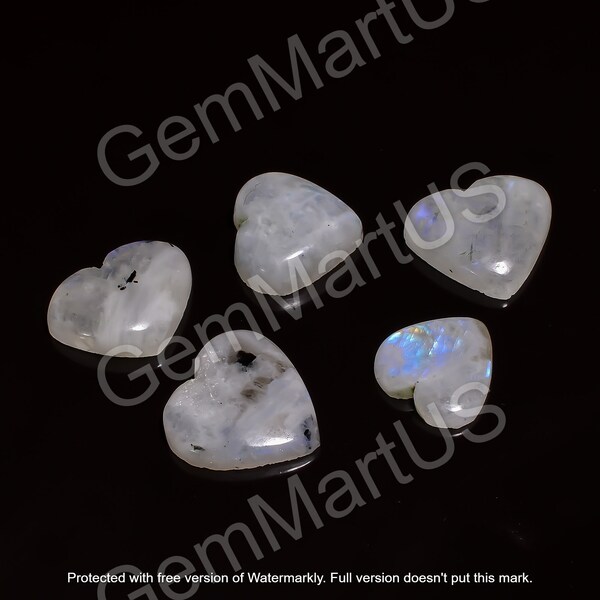 Top Grade Quality 100% Natural Rainbow Moonstone Heart Shape Cabochon Loose Gemstone For Making Jewelry Flat back 15-25 Ct 20-30 MM gemstone