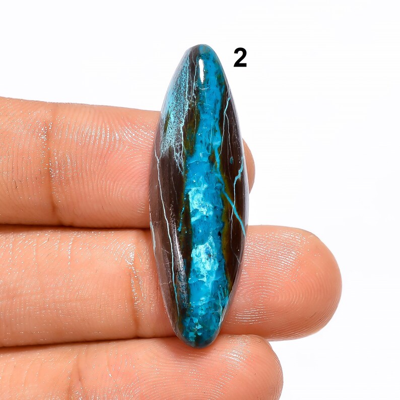 Pu&ograve; includere: Una pietra preziosa cabochon blu e nera con un motivo unico. La pietra preziosa &egrave; di forma ovale e ha una superficie liscia e lucida.