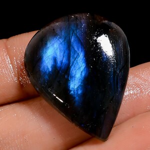 Natural Blue Fire Labradorite Cabochon Loose Gemstone One Side Flat Stone Cabochon For Making Jewelry, Crafts
