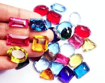 Mixed Lot of Topaz Glass Faceted Cut Loose Gemstone for Making Jewelry, Synthetic Topaz, Faceted Gemstone, Semi-Precious Loose Gemstone Lot