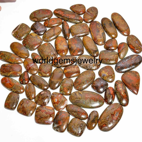 AAA+ Top Quality Natural Moroccan Seam Agate Lot Loose Gemstone, One Side Flat Back, Semi-Precious, Handmade, Hand Polished Gemstone Lot-53