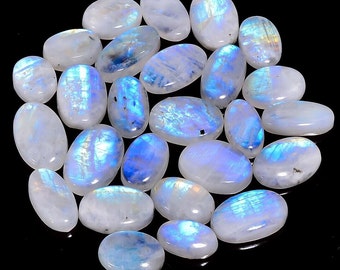 Natural Rainbow Moonstone Oval Shape Cabochon Flat Back Calibrated AAA+ Quality Wholesale Gemstones, 10x14mm, 6x8mm, All Sizes Available