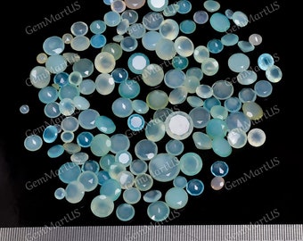 Chalcedony Aqua Healing Crystal and Stone For Jewelry | High Quality Faceted Cut Round Loose Cabochon Bulk lot