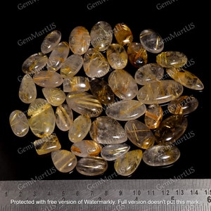 Natural Golden Rutile Quartz, Rutilated Quartz Polished, Rutile Quartz Smooth Cabochon, Bulk Quartz, Jewelry Making, Sizes 10mm to 35mm