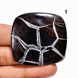 Black Septarian Cabochon Natural Septarian Stone for Jewelry Making, Crafts 1. 42x41x5mm 108ct