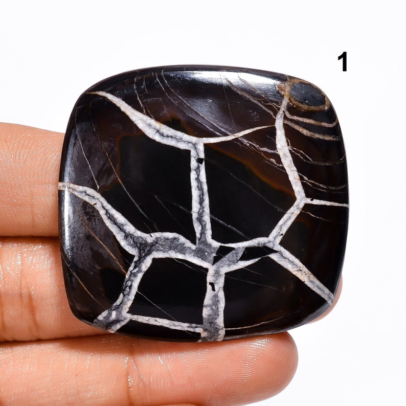 Black Septarian Cabochon Natural Septarian Stone for Jewelry Making, Crafts 1. 42x41x5mm 108ct